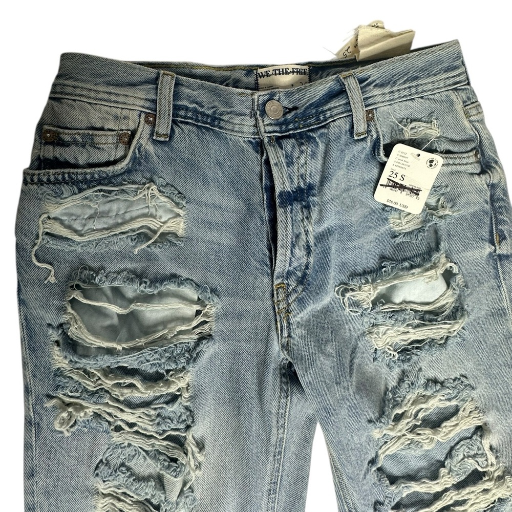 NWT Free People We The Free Maggie Mid rise Destroyed Straight Leg Jeans 25S - Picture 5 of 10